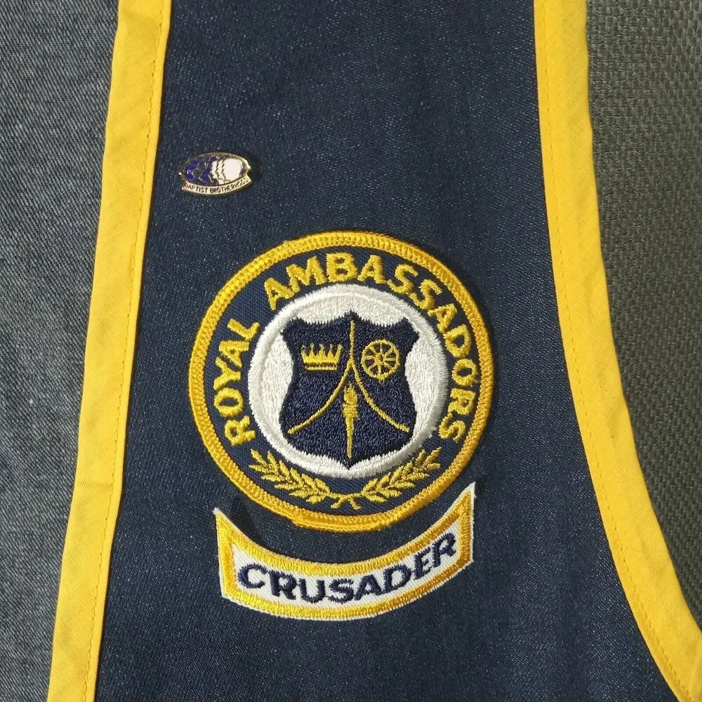 Royal Ambassadors Baptist Boy Scouts Denim Vest Costume Vintage Crusader Patch